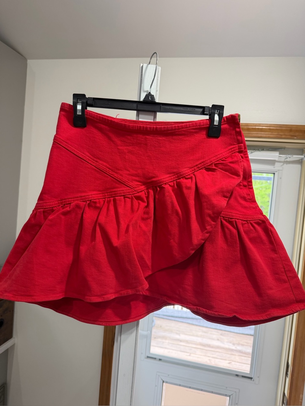 Mother red Ruffled Mini Skirt